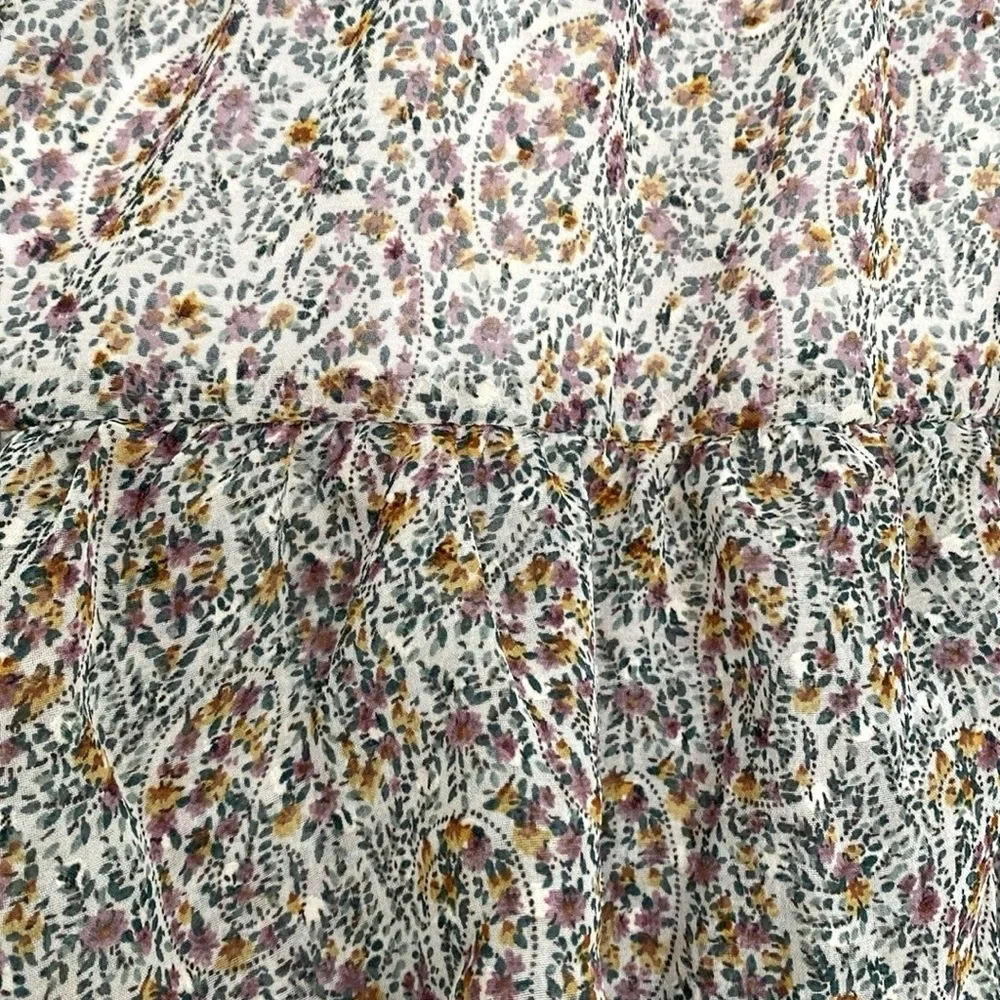 Renuar Sheer Lined Pleated Paisley Print Floral Skirt